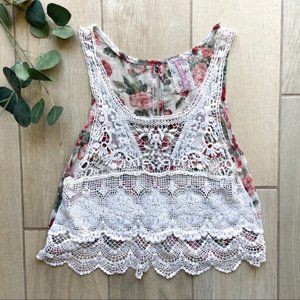 Mauve Floral Sheer Lace Blouse Size S/M